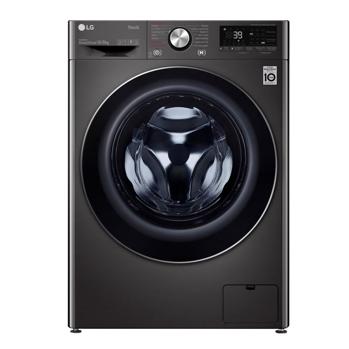 LG - Lavaseca 148Kg AI DD Carga Frontal Negro Acero LG WD14BVC2S6C