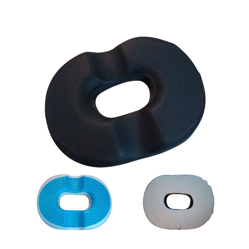 GENERICO - Asiento Cojín Gel Para Coxis Hemorroides Ciática Funda 3d Negro