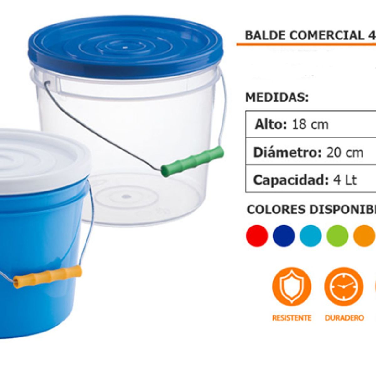 GENERICO - Balde Transparente con tapa