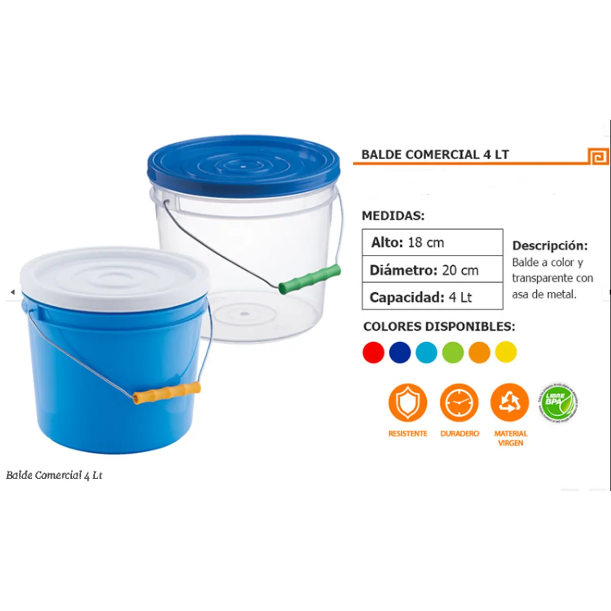 GENERICO - Balde Transparente con tapa