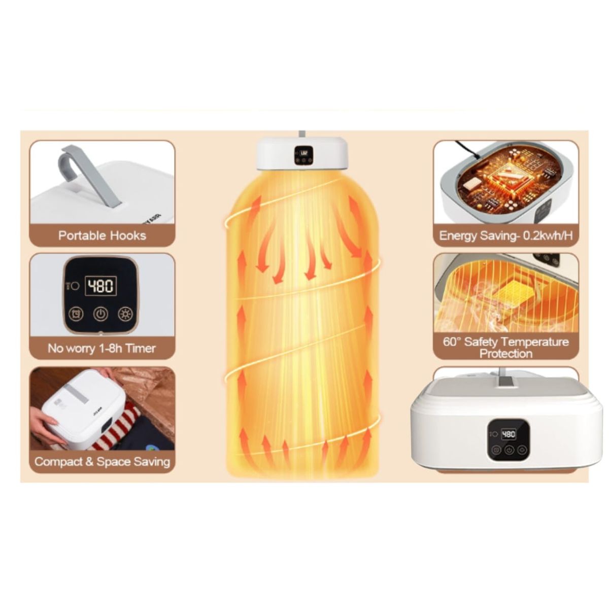 OEM - SECADOR DE ROPA PORTÁTIL+ ESTERILIZACIÓN CON CALOR