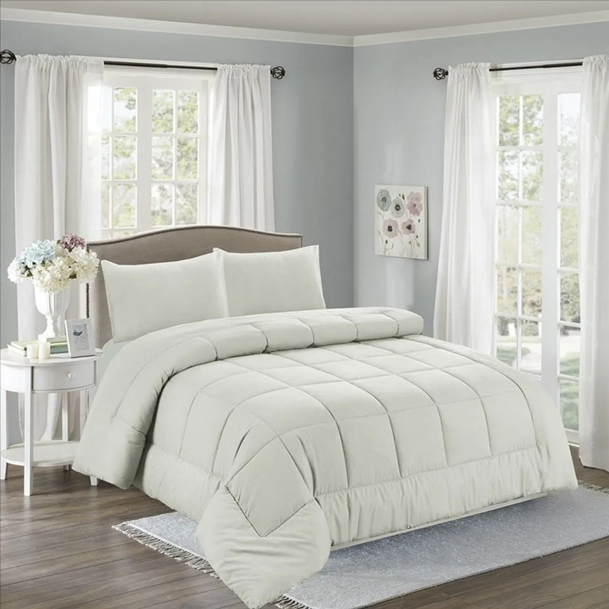 CASATEX - Edredón 5 piezas 3000 hilos de 2 plazas hipoalergénica Premium Algodón