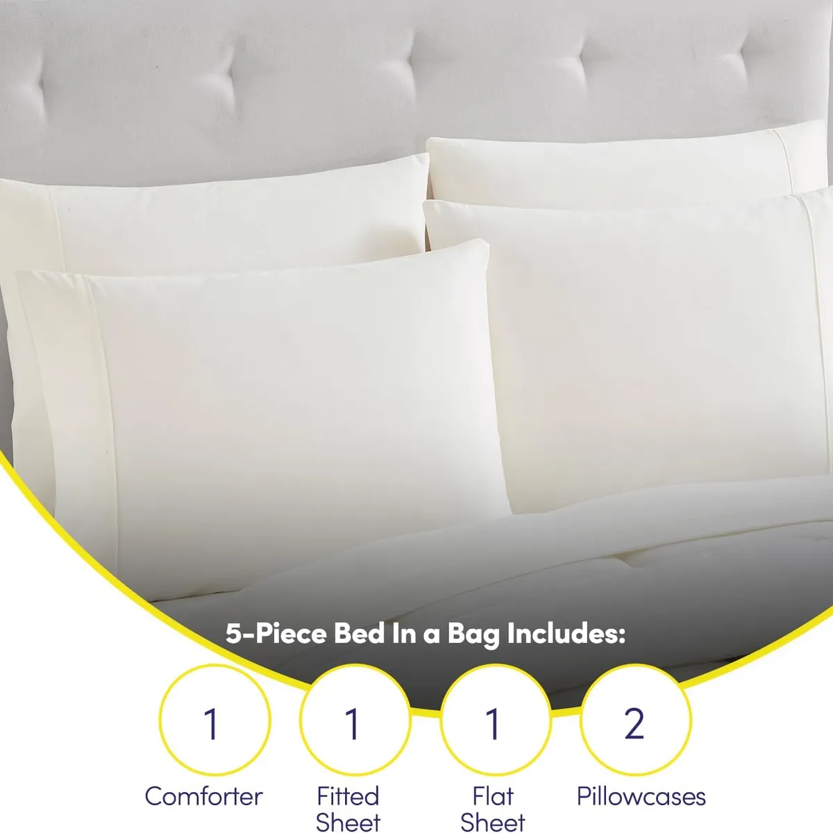 CASATEX - Edredón 5 piezas 3000 hilos de 2 plazas hipoalergénica Premium Algodón