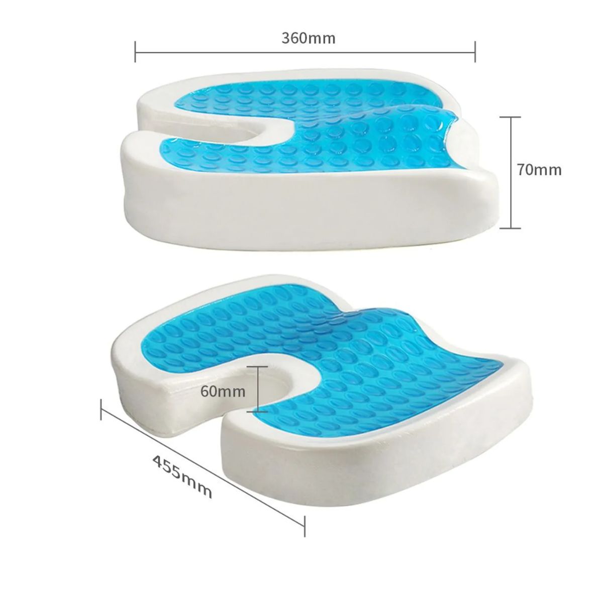 GENERICO - Cojin asiento con gel ortopedico cervical y lumbar