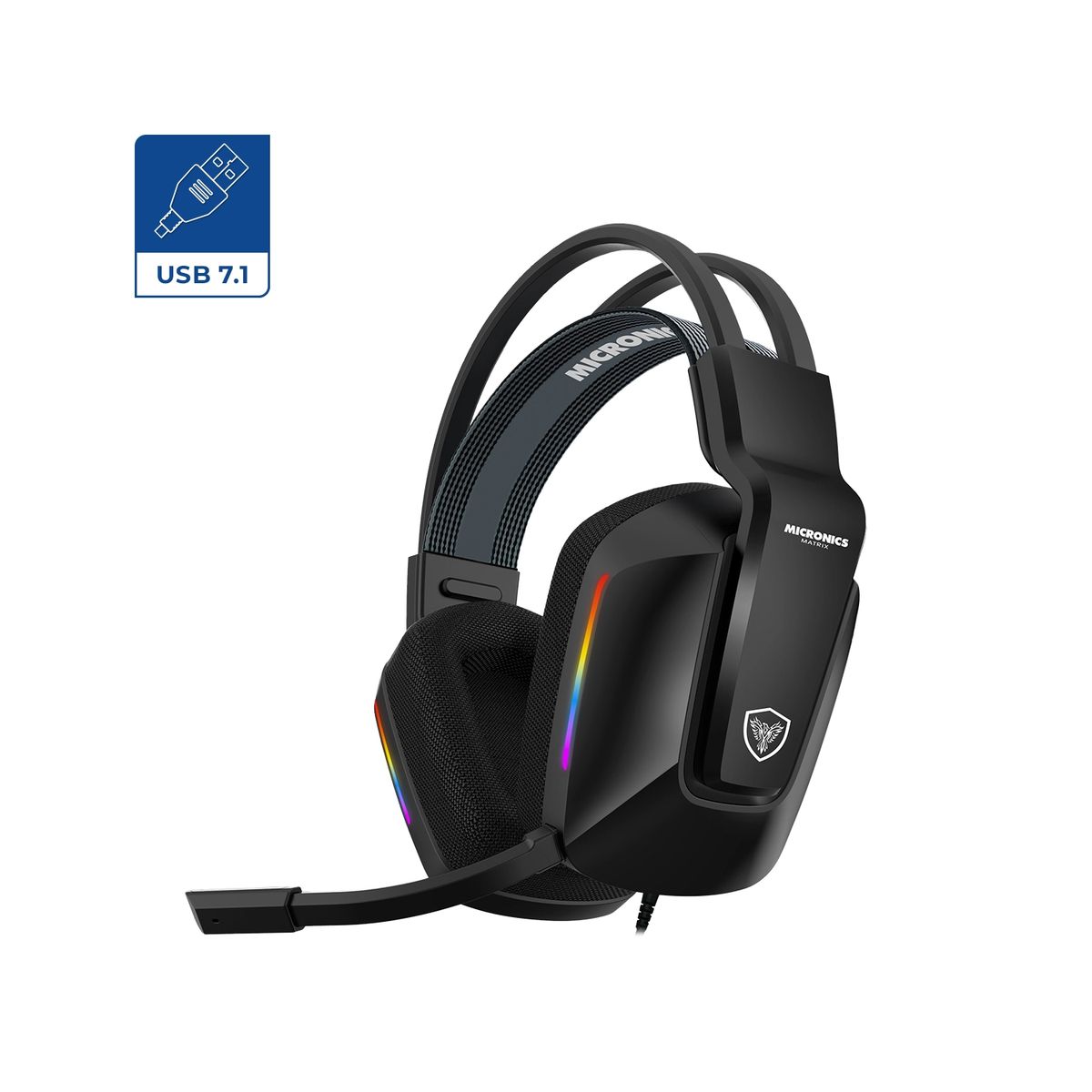 MICRONICS - AUDIFONO GAMER USB 7.1 RGB MATRIX MIC HG808 - MICRONICS