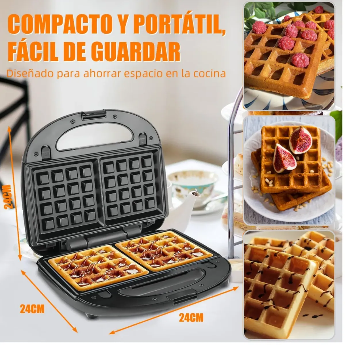 GENERICO - Waflera Doble Cara Antiadherente 750W RAF