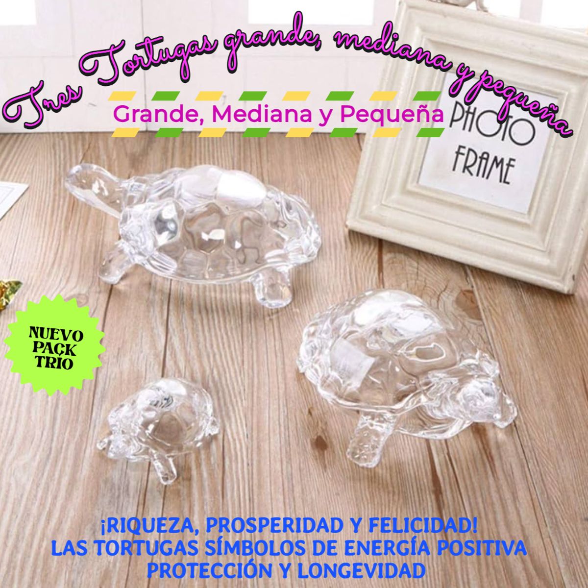 GENERICO - 3 TORTUGAS CRISTAL OFICINA DECORACIÓN ESCRITORIO ESTATUA FIGURA ADORNOS SALA