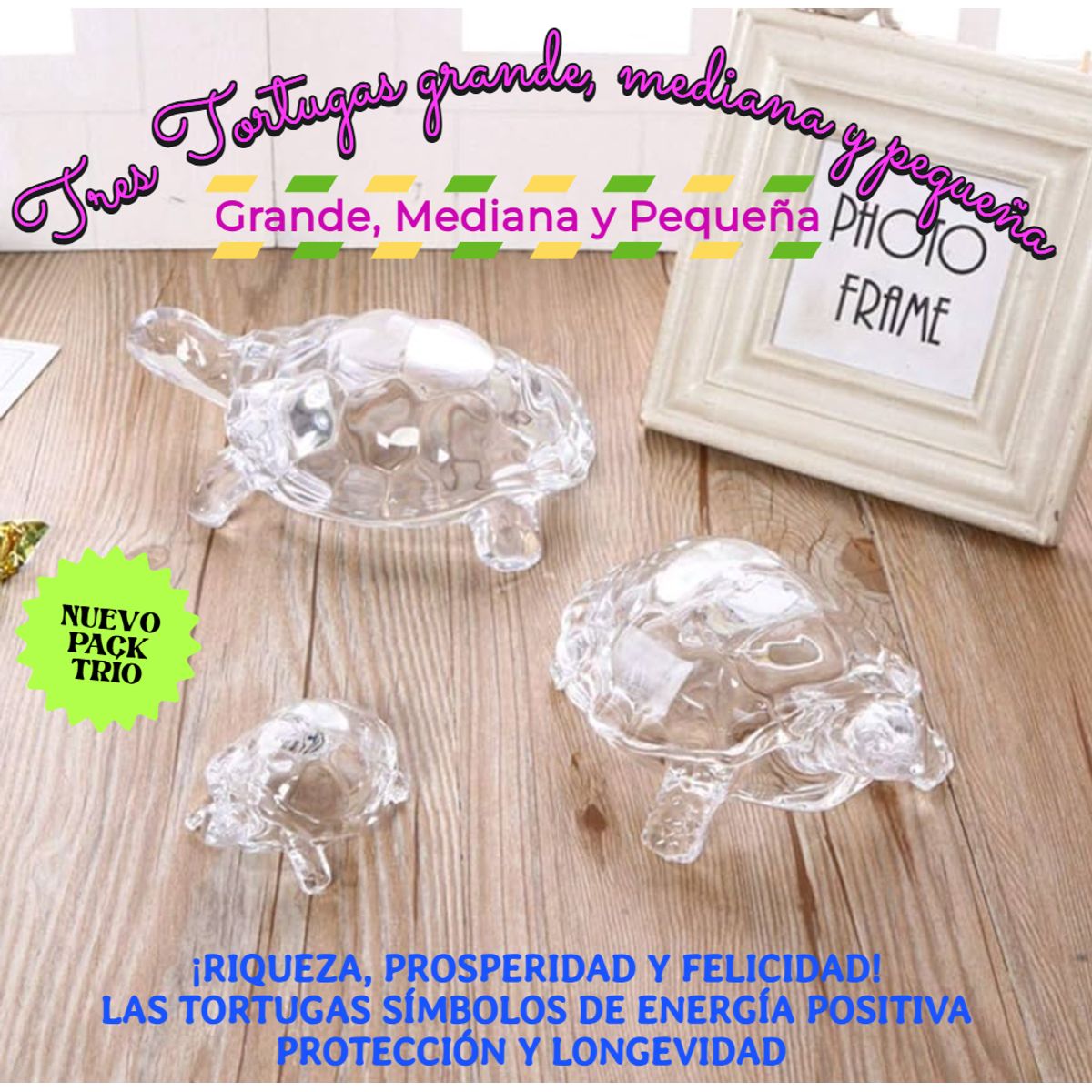 GENERICO - 3 TORTUGAS CRISTAL OFICINA DECORACIÓN ESCRITORIO ESTATUA FIGURA ADORNOS SALA