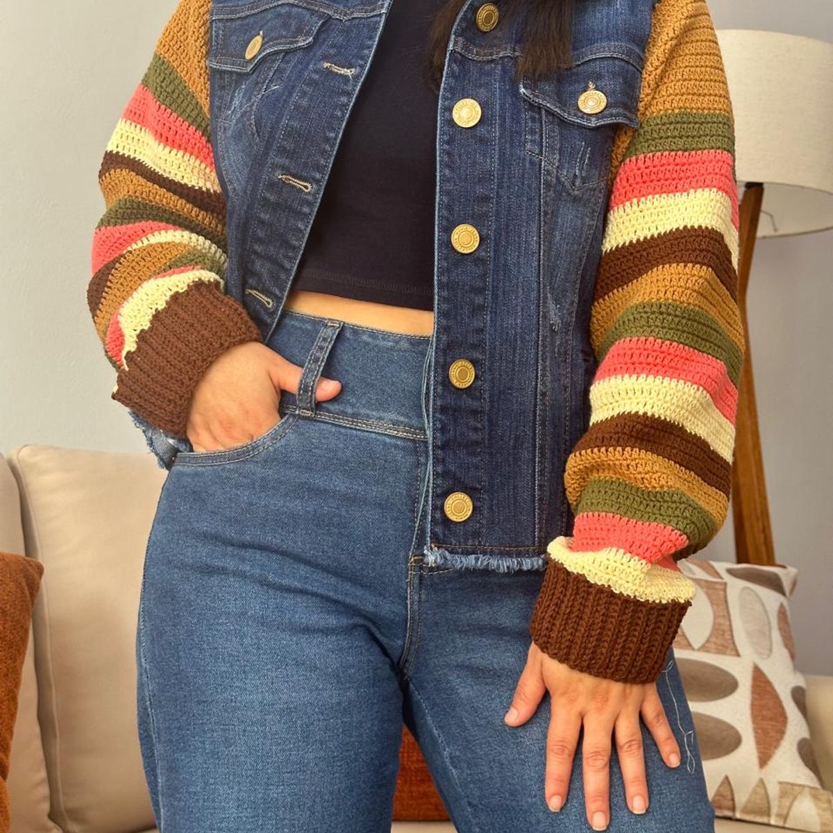 GENERICO - Casaca corta jean Crochet