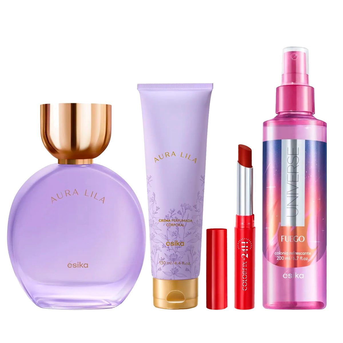 ESIKA - Aura Lila Perfume de Mujer con Locion Labial y Refresh