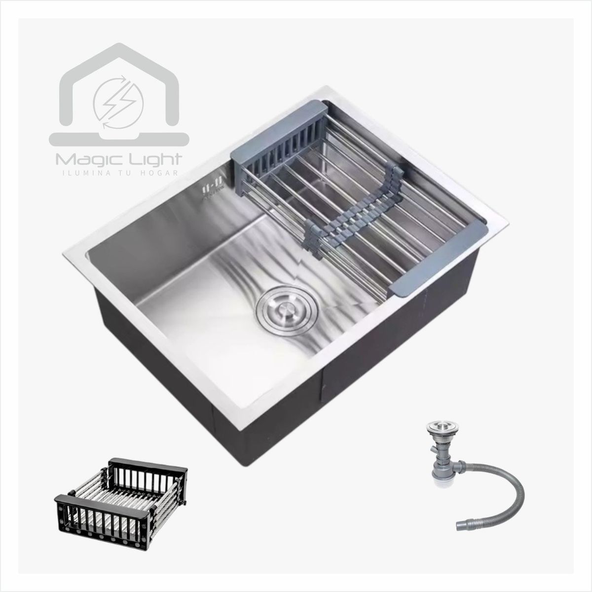 MAGIC - Lavadero de Cocina Acero Inoxidable 1 Poza Satinado 45x45 cm