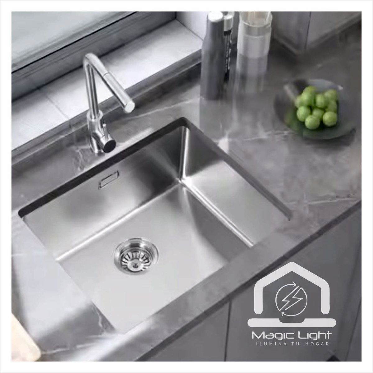 MAGIC - Lavadero de Cocina Acero Inoxidable 1 Poza Satinado 45x45 cm