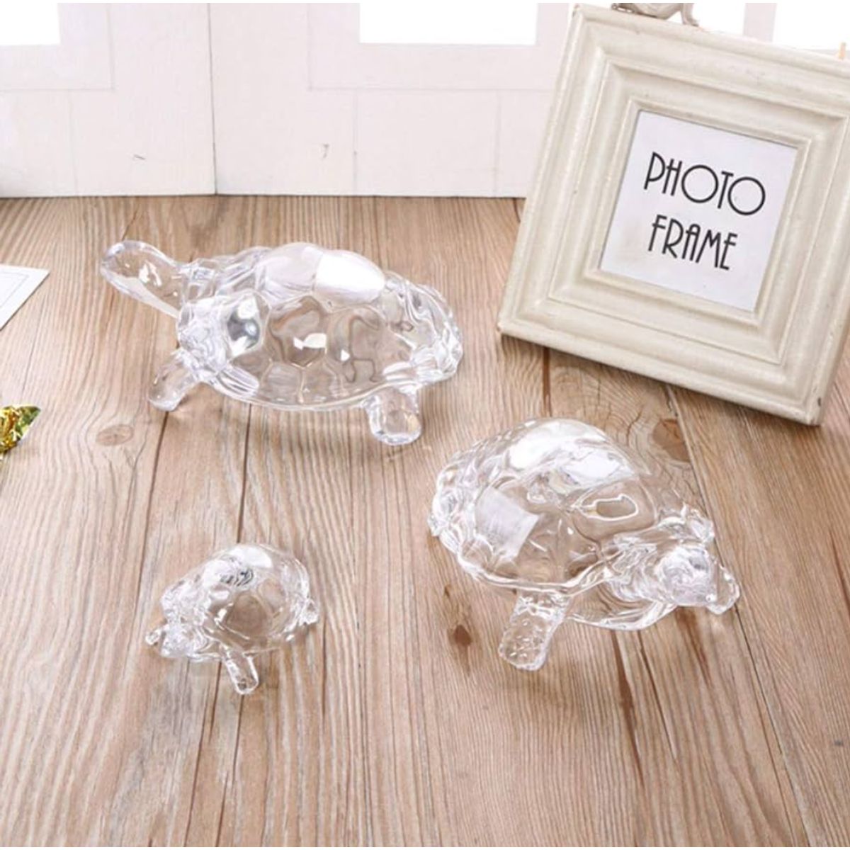 GENERICO - 3 TORTUGAS CRISTAL OFICINA DECORACIÓN ESCRITORIO ESTATUA FIGURA ADORNOS