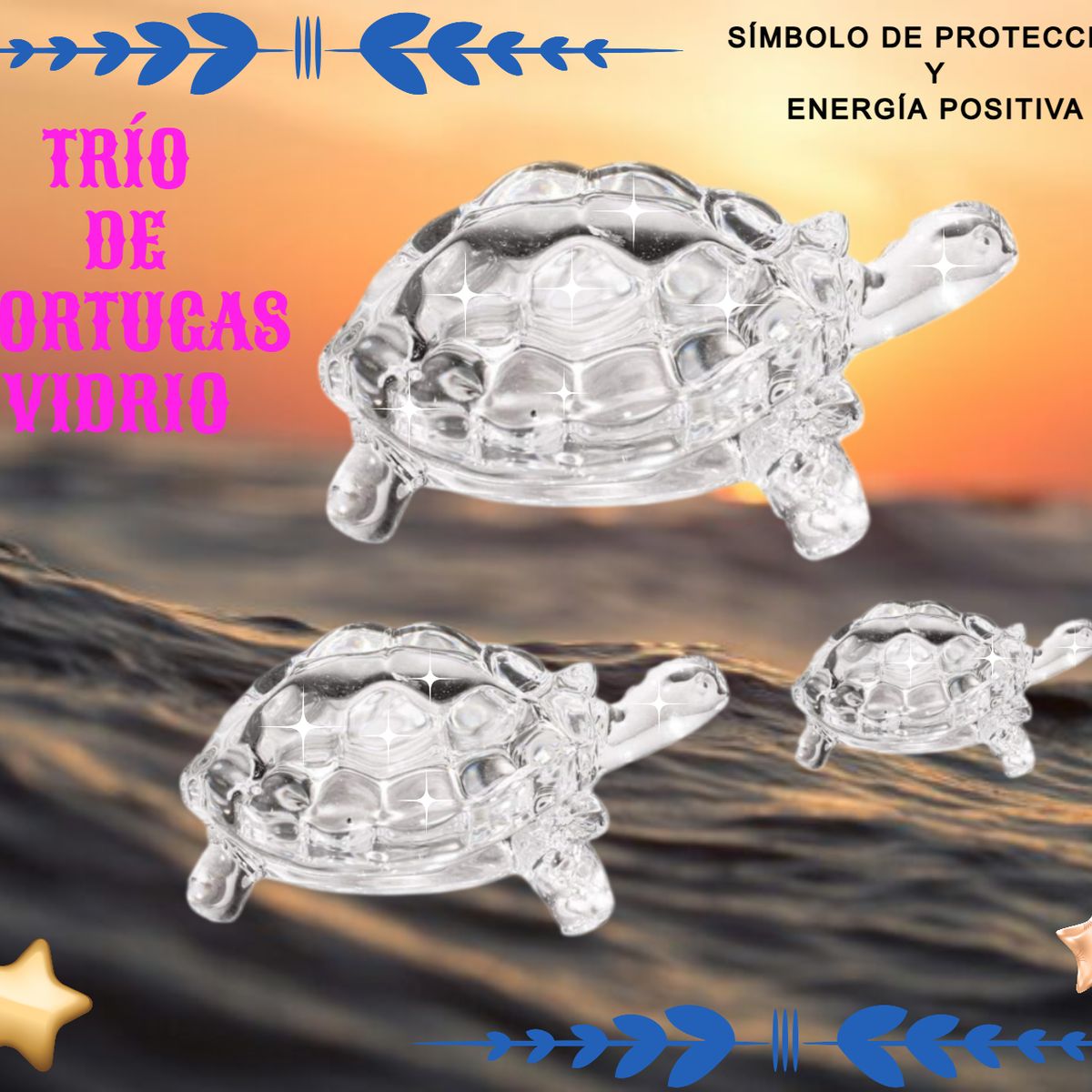 GENERICO - 3 TORTUGAS CRISTAL OFICINA DECORACIÓN ESCRITORIO ESTATUA FIGURA ADORNOS