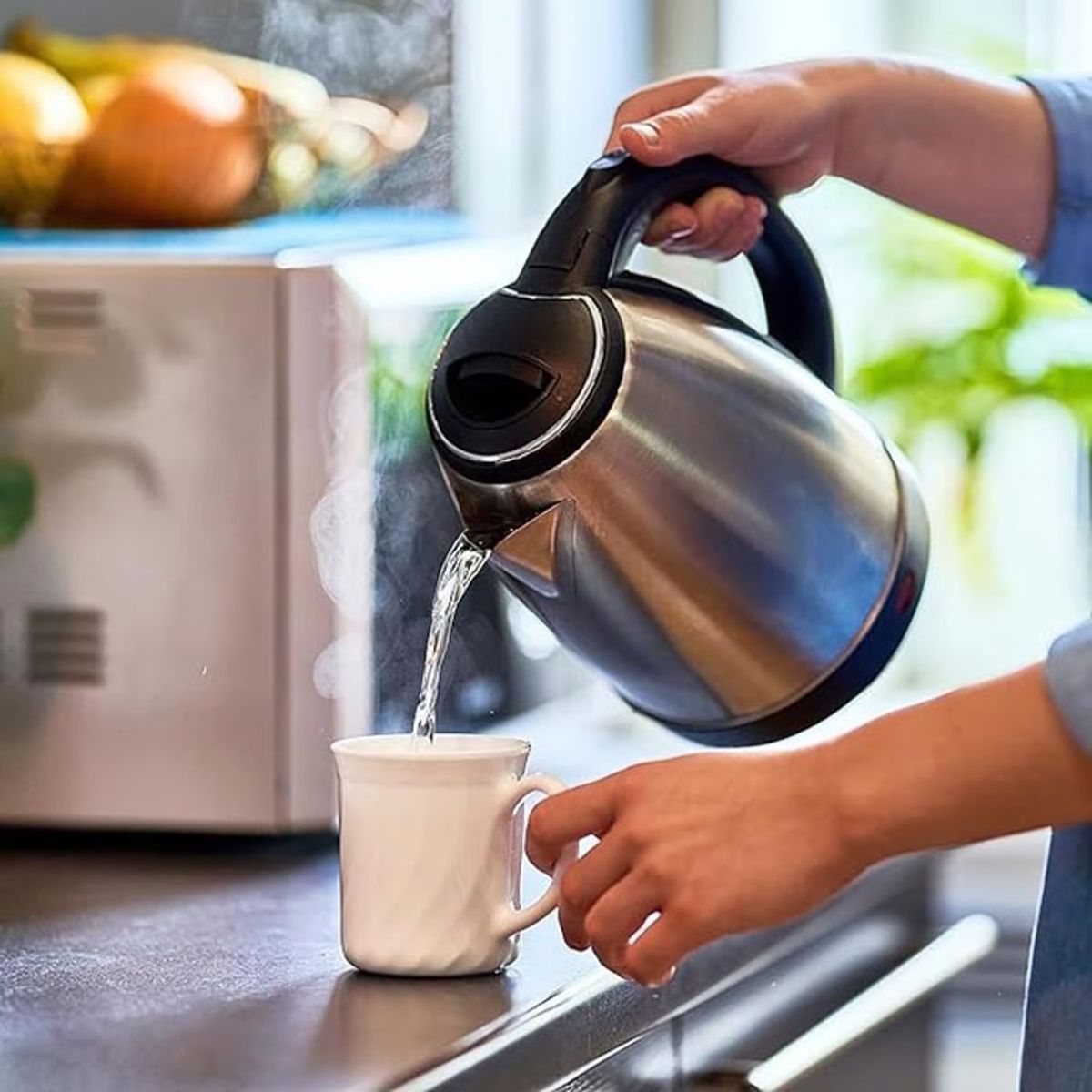 RAFF - HERVIDORA PLATEADO ELÉCTRICO DE VIDRIO BOROSILICATO 2L