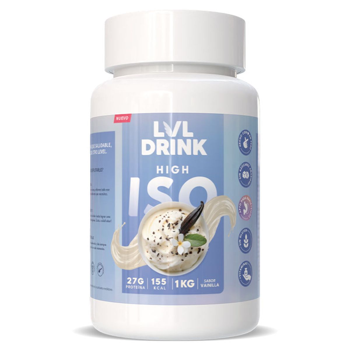 LVLDRINK NUTRITION - Proteína Vainilla 1kg Endulzada 100% con Stevia
