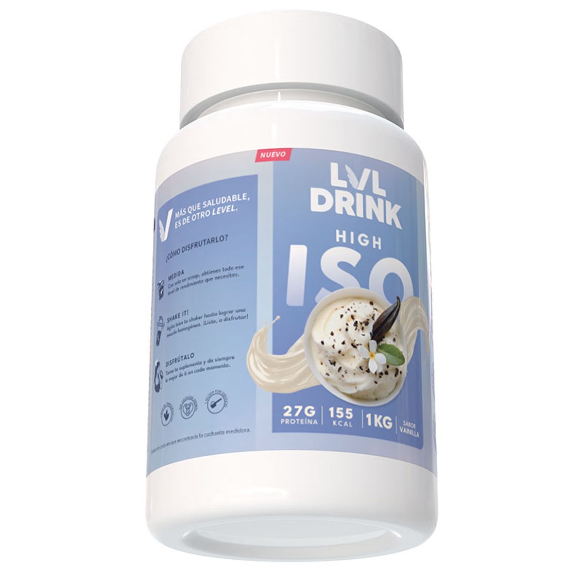 LVLDRINK NUTRITION - Proteína Vainilla 1kg Endulzada 100% con Stevia