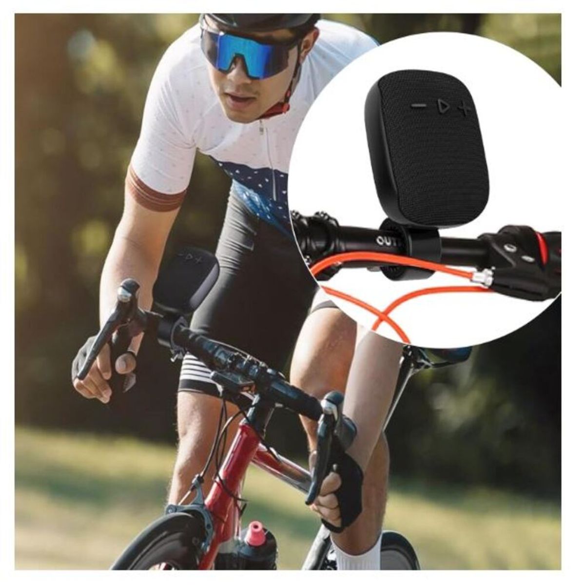 GENERICO - Parlante Bluetooth Portatil para Bicicleta y Moto - Negro