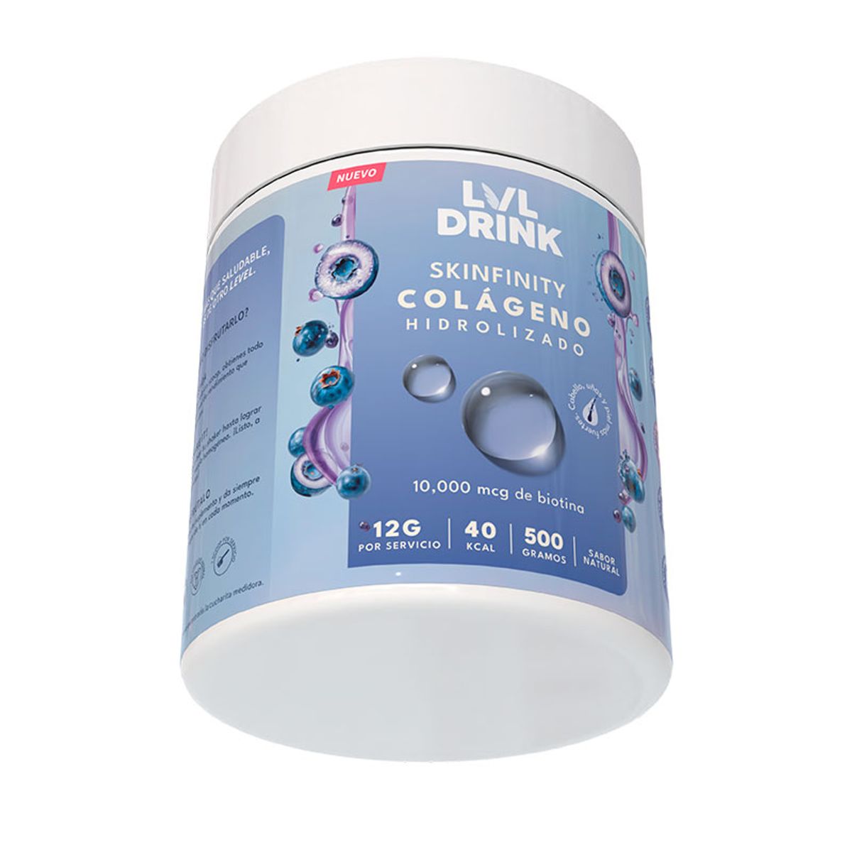 LVLDRINK NUTRITION - Colágeno Hidrolizado con Biotina 500g Sin azúcares añadidos