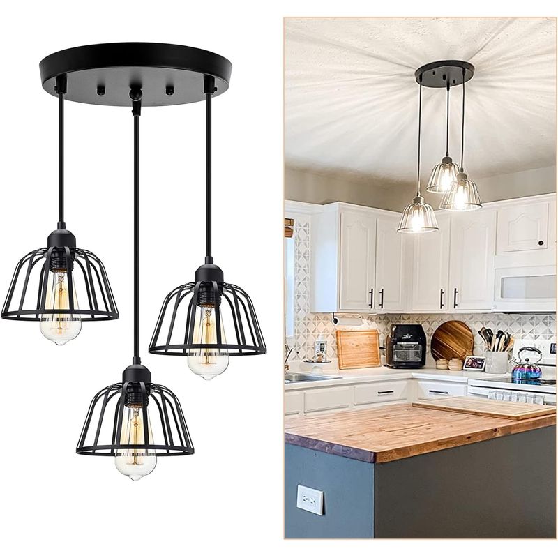 HOME NEAT - Lámpara colgante de techo Retro 3 Luces E27