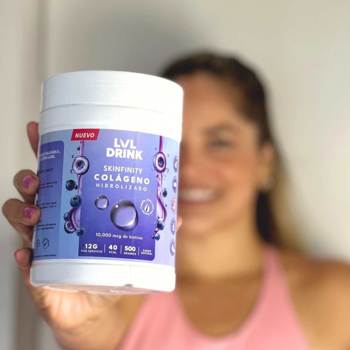 LVLDRINK NUTRITION - Colágeno Hidrolizado con Biotina 500g + Fibra de Manzana200 g  Shaker de regalo