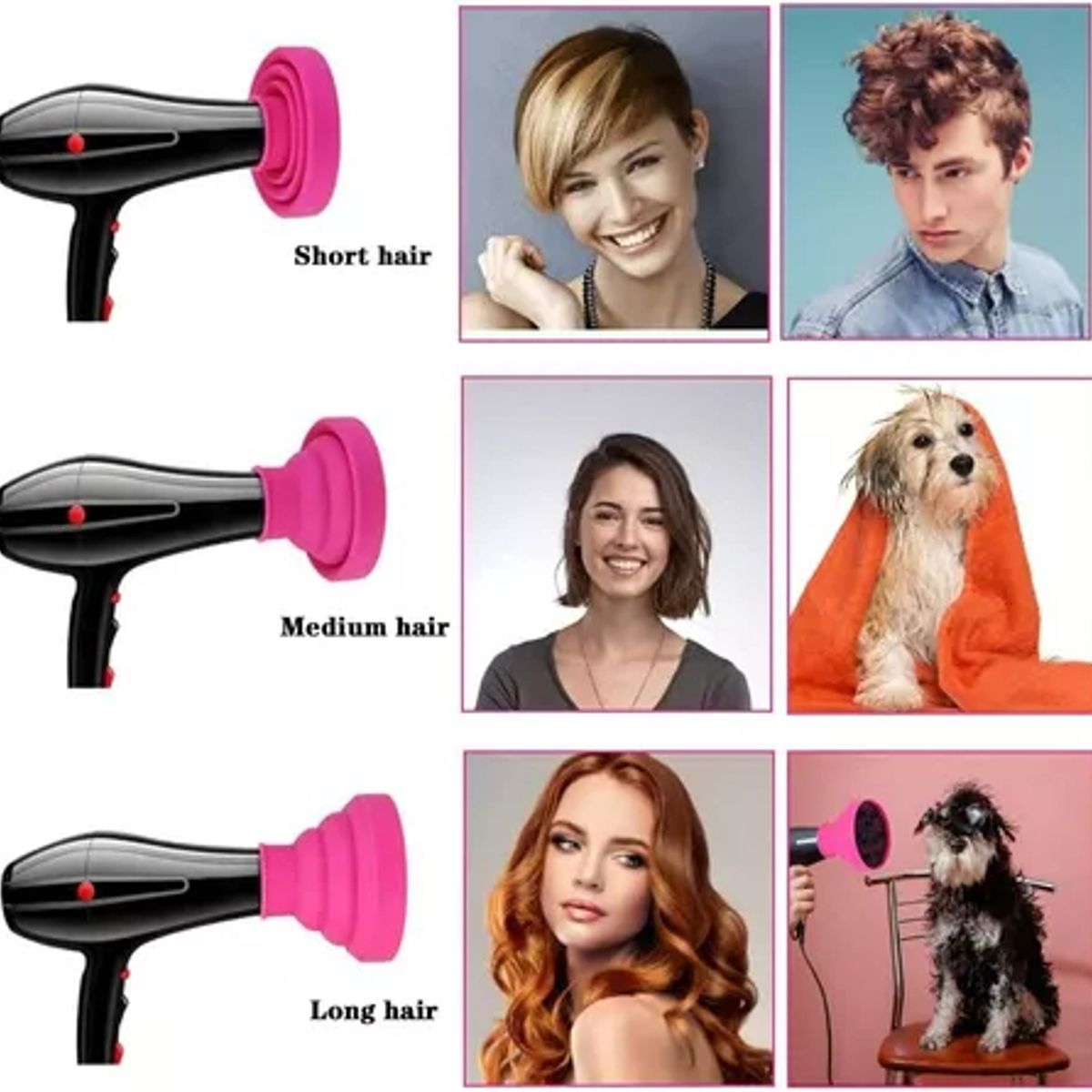 TIOZONEY - Difusor De Secador De Pelo De Silicona Plegable Color Rosa