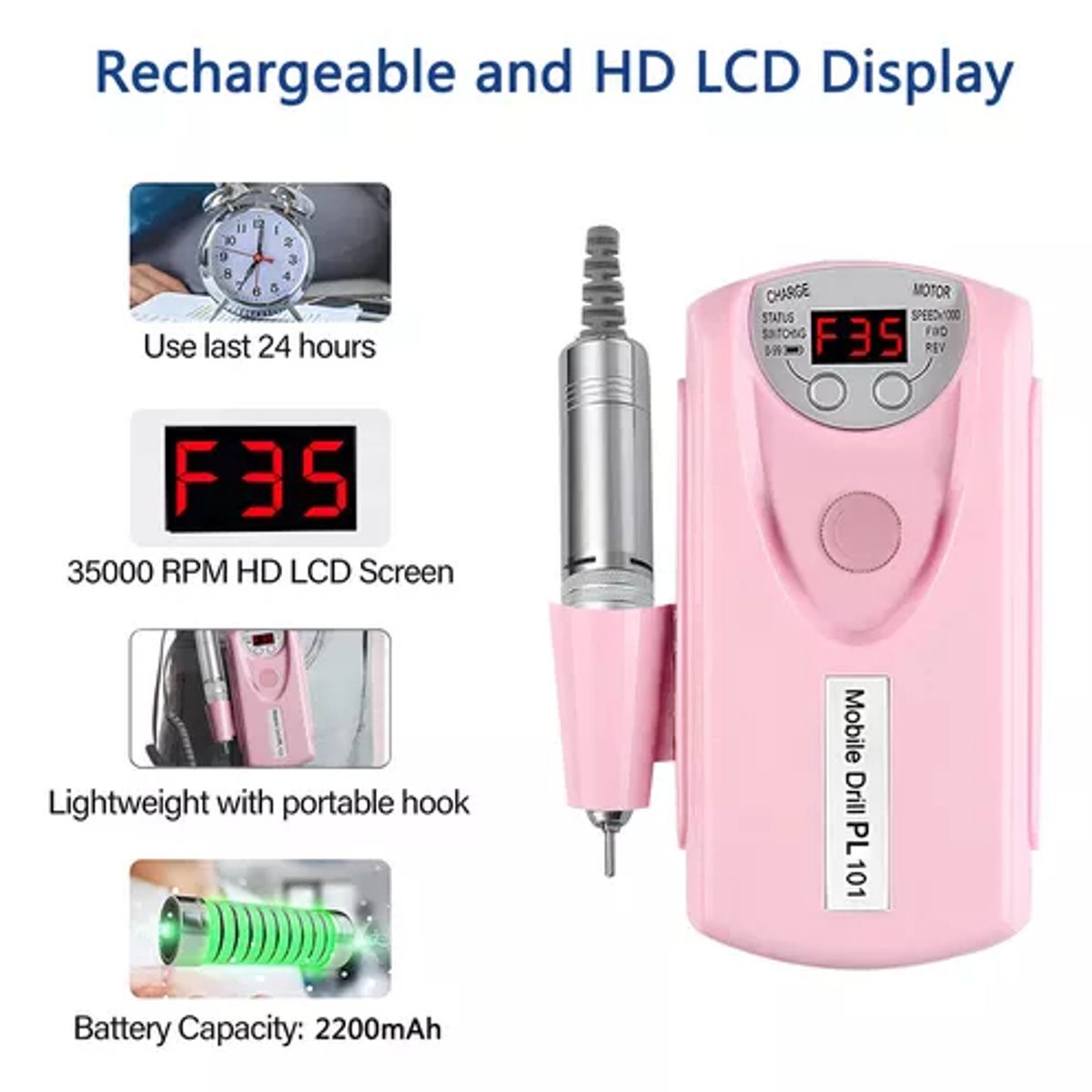 TIOZONEY - Torno Inalambrico 30000 Rpm Manicura Torno Uñas