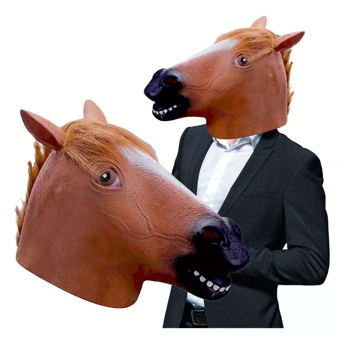 TIOZONEY - Máscara Disfraz Cabeza Caballo Fiesta Broma Harlem Halloween