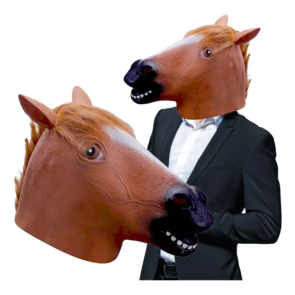 TIOZONEY - Máscara Disfraz Cabeza Caballo Fiesta Broma Harlem Halloween