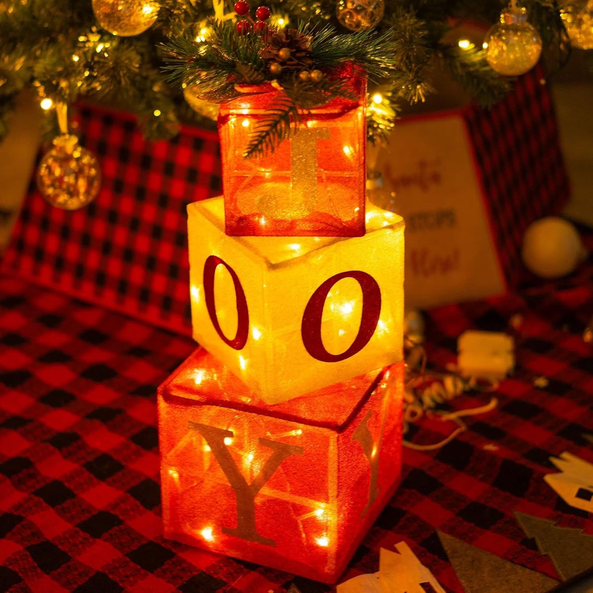 TIOZONEY - 3 pcs LED Luces de Navidad Caja de regalo