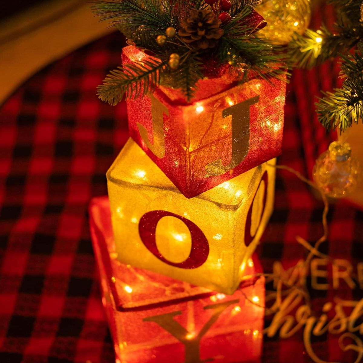 TIOZONEY - 3 pcs LED Luces de Navidad Caja de regalo