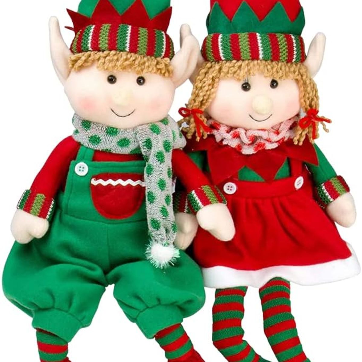 TIOZONEY - 2pcs Muñecos de peluche de Navidad elfo elfos para niños