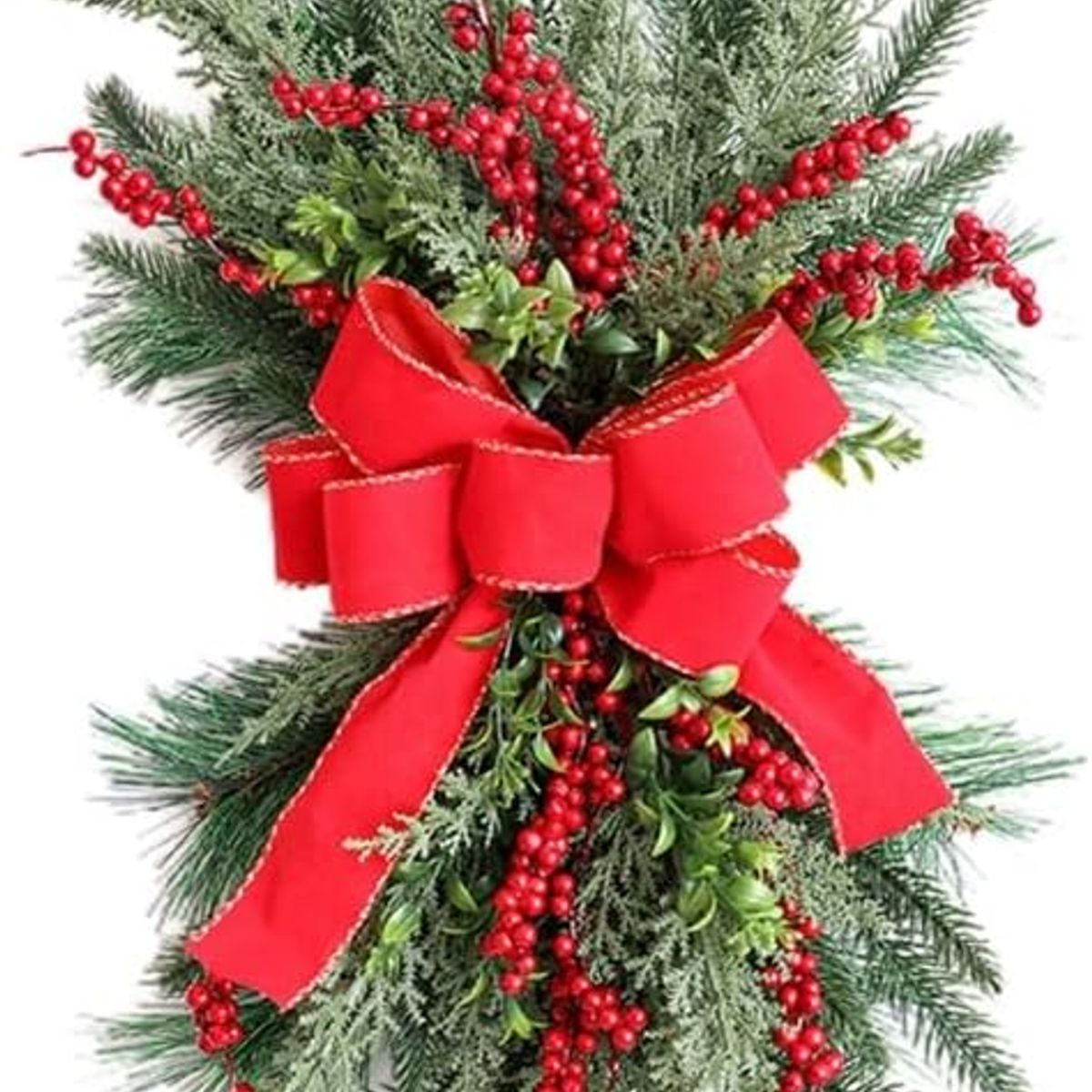 TIOZONEY - Guirnalda de la escalera de Navidad con Pinecones Bowknot