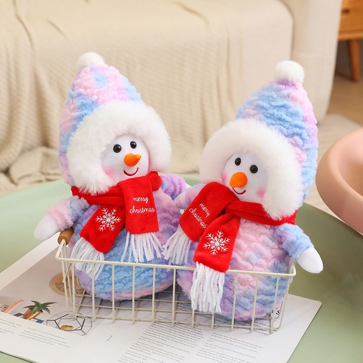 TIOZONEY - Muñeco de peluche muñeco de nieve 35cm