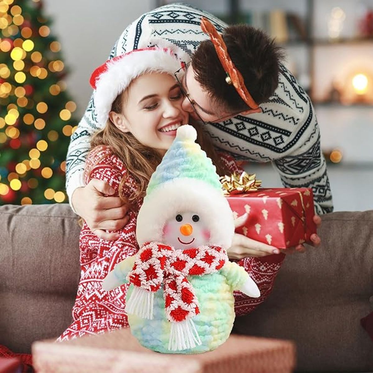 TIOZONEY - Muñeco de peluche muñeco de nieve 35cm