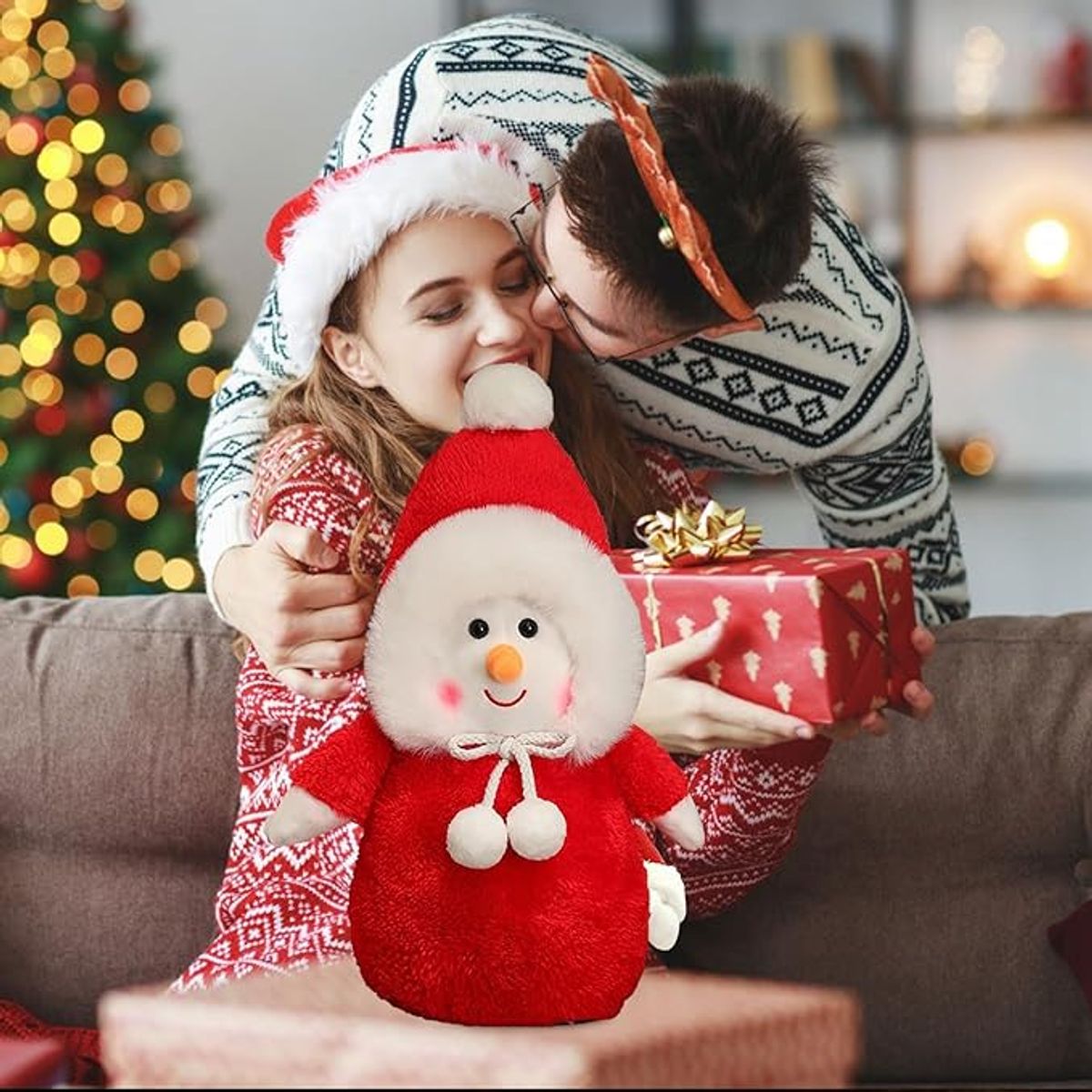 TIOZONEY - Muñeco de peluche muñeco de nieve 35cm