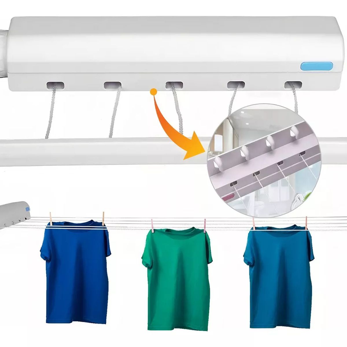 TIOZONEY - Tendedero Retractil Secador De Ropa Colgador Retractil Pared Color Blanco