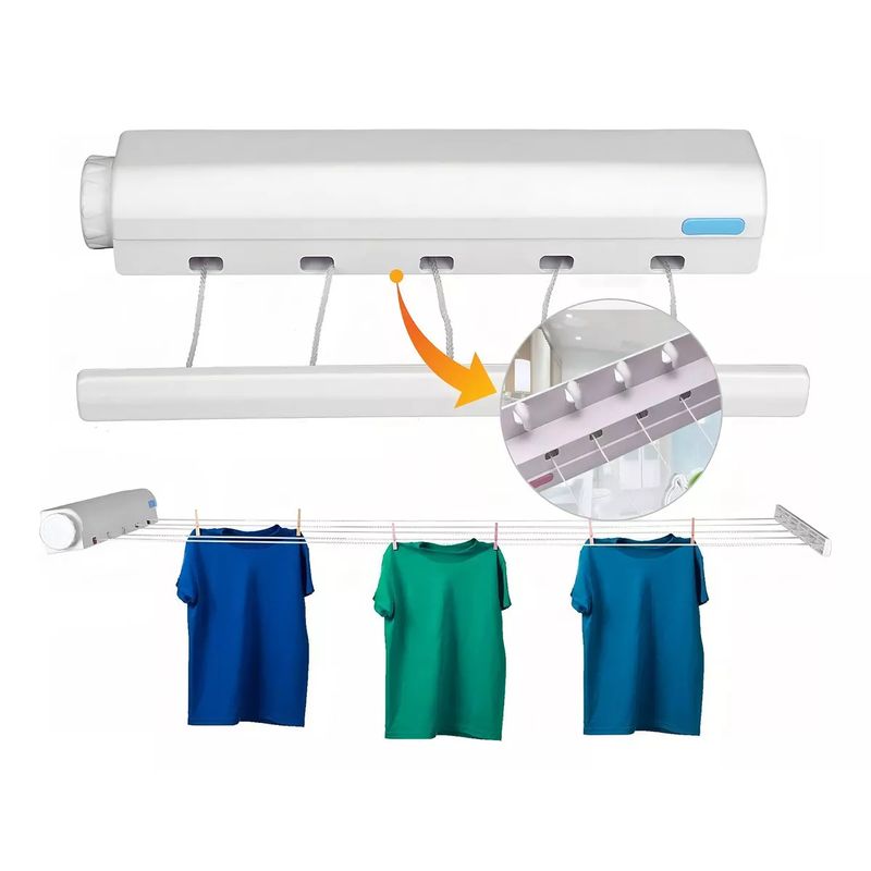 TIOZONEY - Tendedero Retractil Secador De Ropa Colgador Retractil Pared Color Blanco