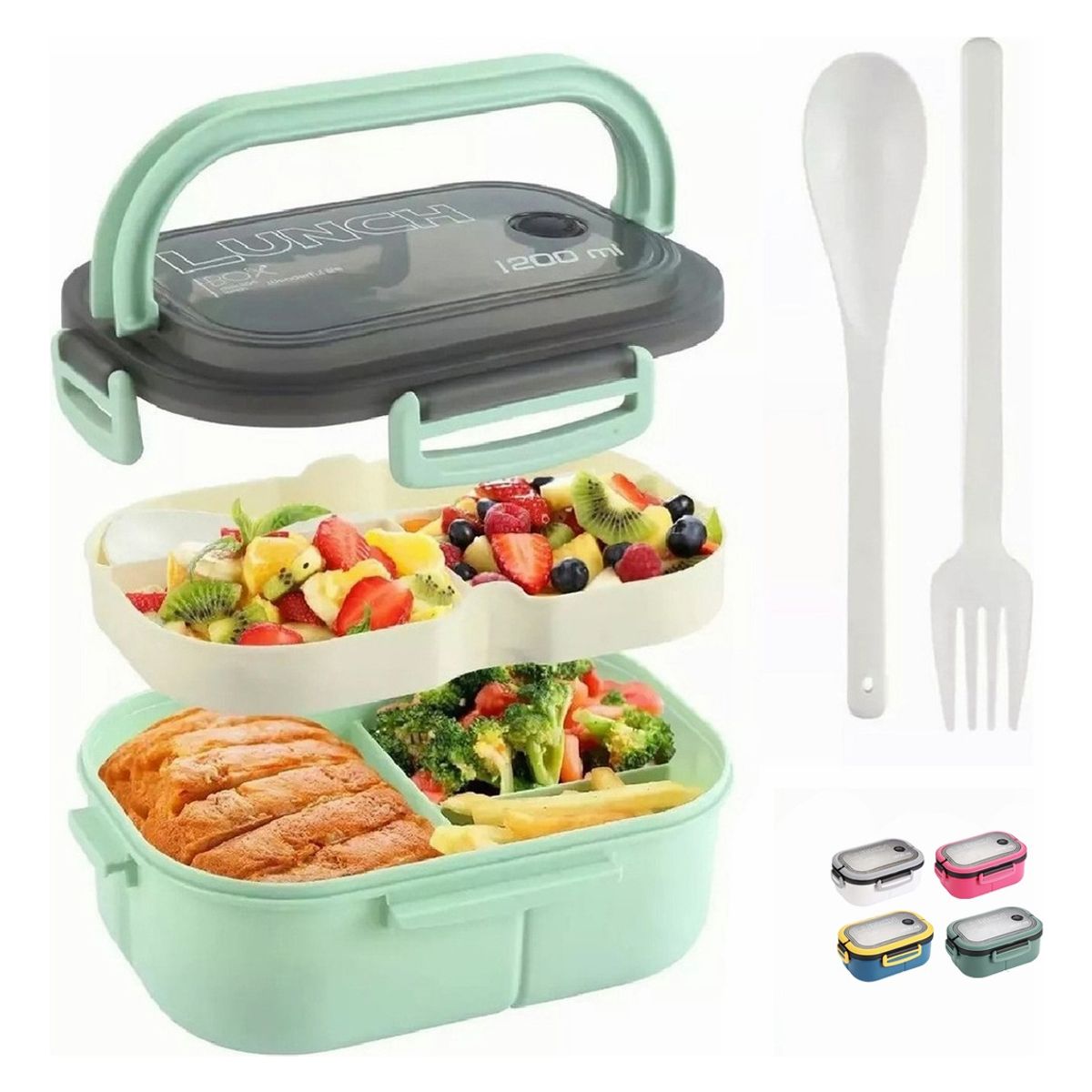 TIOZONEY - Fiambrera De Doble Capa Con Compartimentos Lonchera Bento