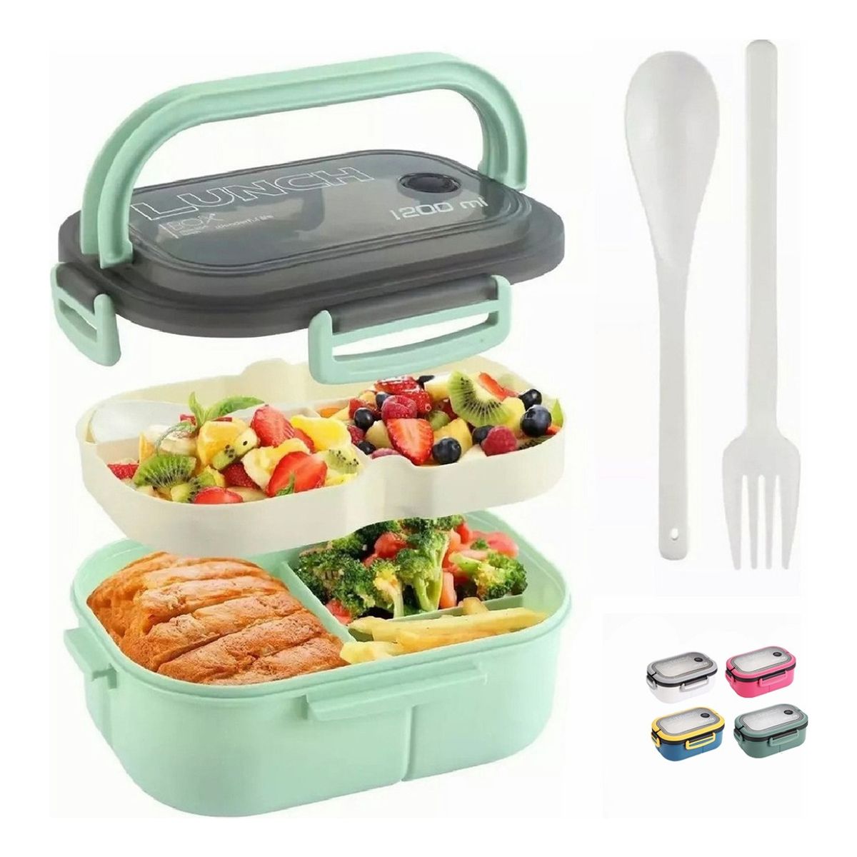 TIOZONEY - Fiambrera De Doble Capa Con Compartimentos Lonchera Bento