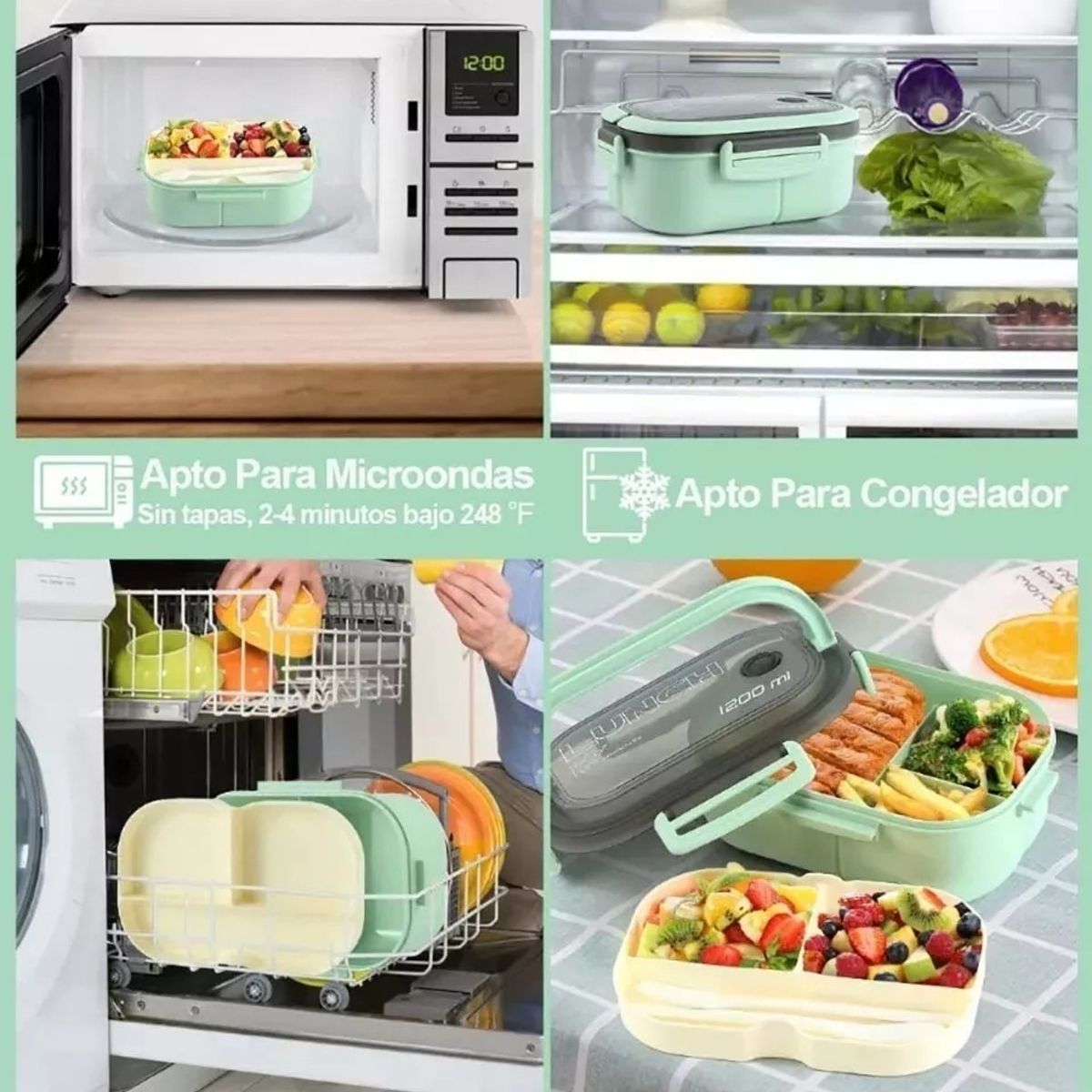 TIOZONEY - Fiambrera De Doble Capa Con Compartimentos Lonchera Bento