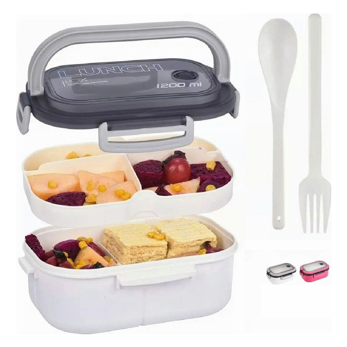 TIOZONEY - Fiambrera De Doble Capa Con Compartimentos Lonchera Bento