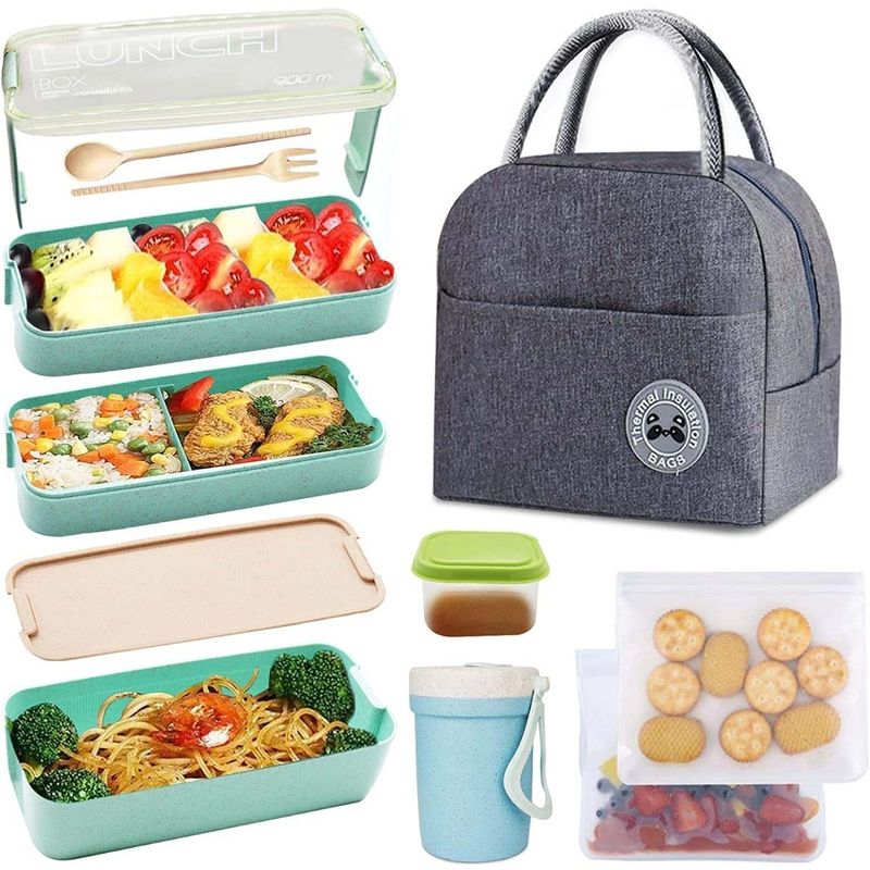 TIOZONEY - Lunch Box Fiambrera 3 En 1 Loncheras Para Adultos Y Niños