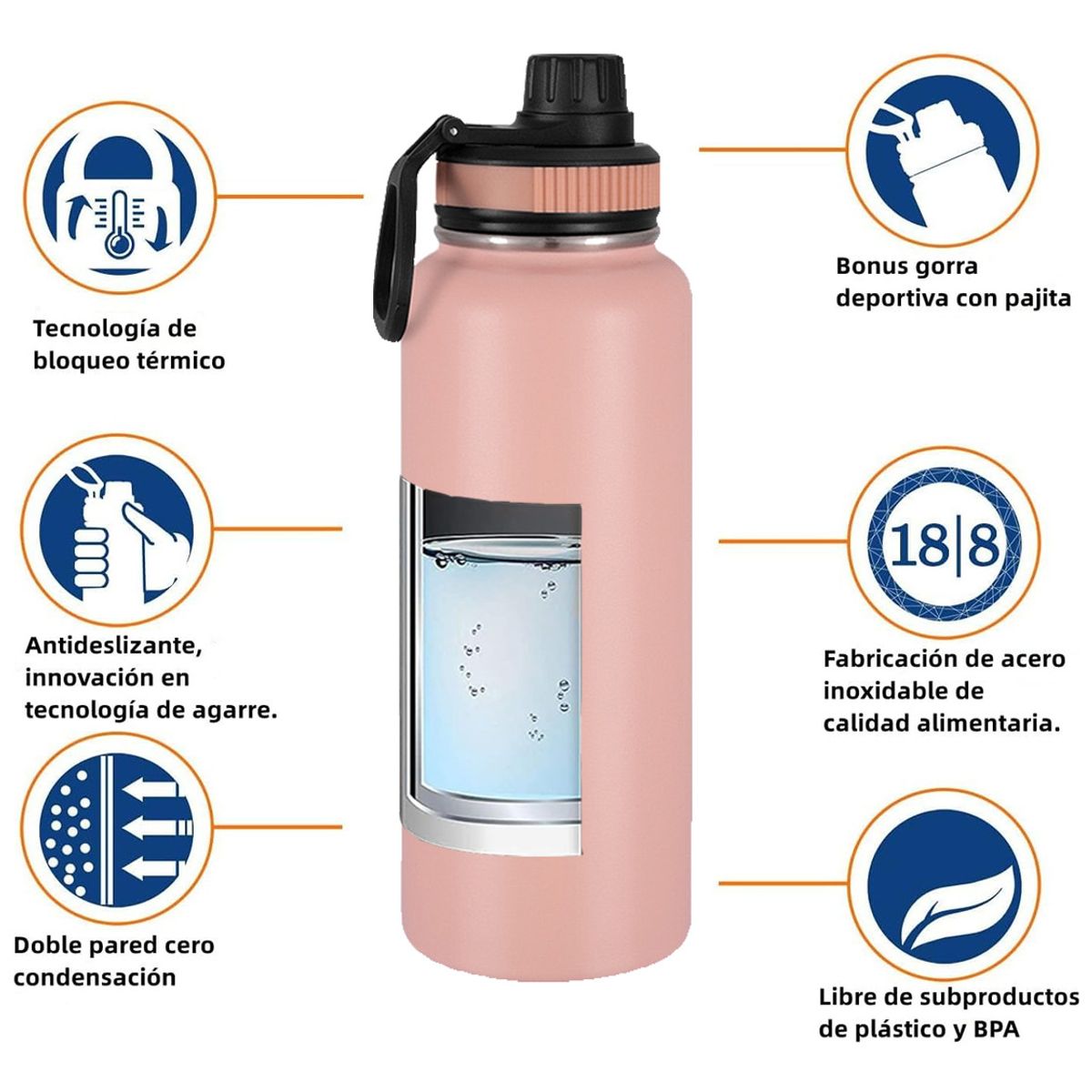 TIOZONEY - Botella De Agua Fríacaliente De Acero Inoxidable De 12 L