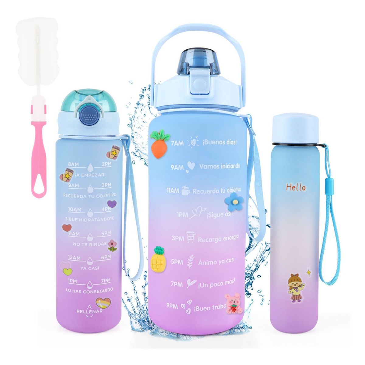 TIOZONEY - Botella De Agua Deportiva 2 Pack Gran Capacidad 2l Y 800ml