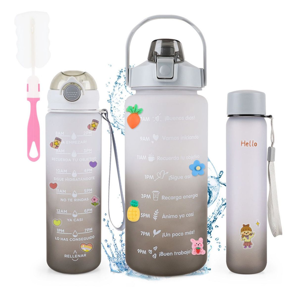 TIOZONEY - Botella De Agua Deportiva 2 Pack Gran Capacidad 2l Y 800ml