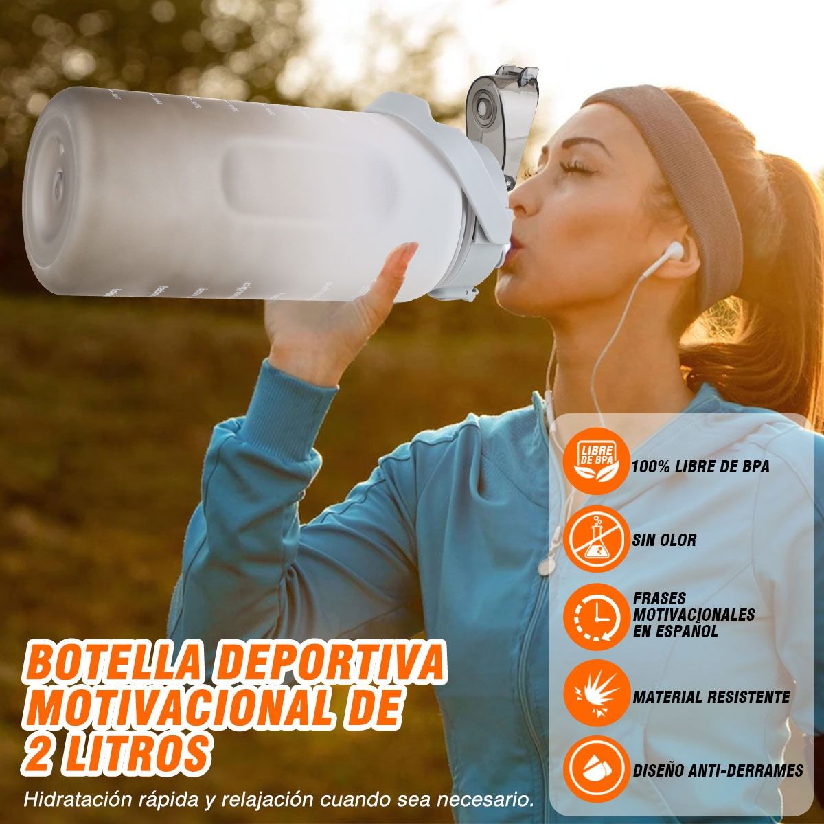 TIOZONEY - Botella De Agua Deportiva 2 Pack Gran Capacidad 2l Y 800ml