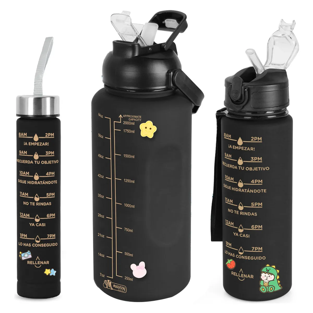 TIOZONEY - Botella De Agua Deportiva 2 Pack Gran Capacidad 2l Y 800ml