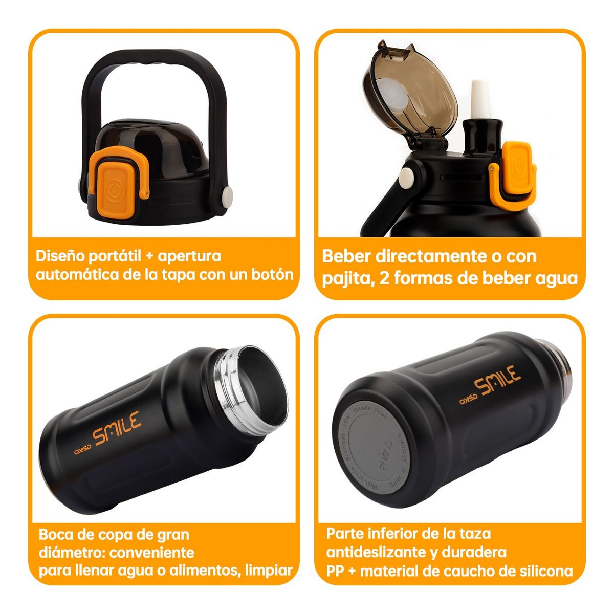 TIOZONEY - Botella De Agua Deportiva Termo De Acero Inoxidable 1100ml