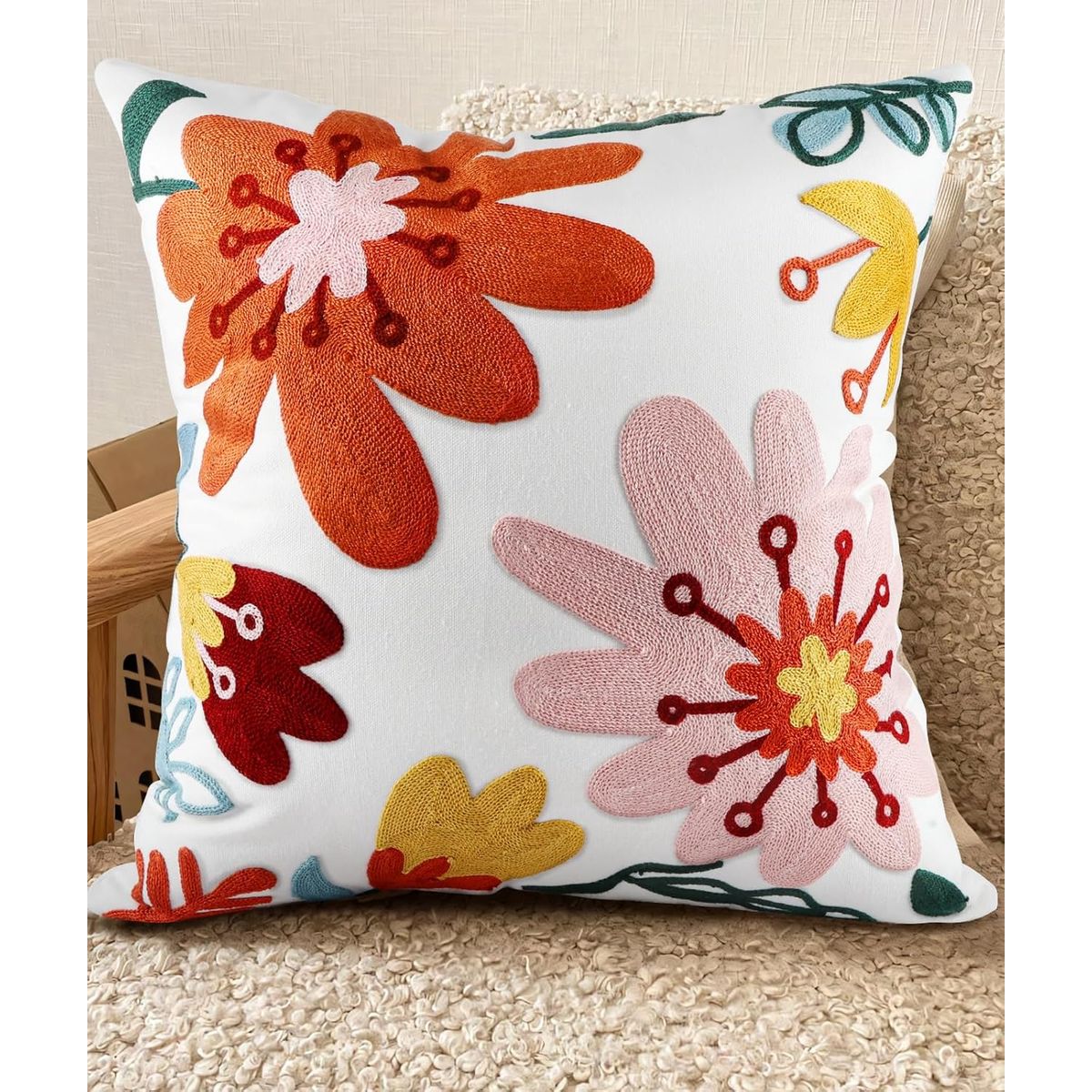 TIOZONEY - Funda de almohada bordada18 x 18 pulgadas